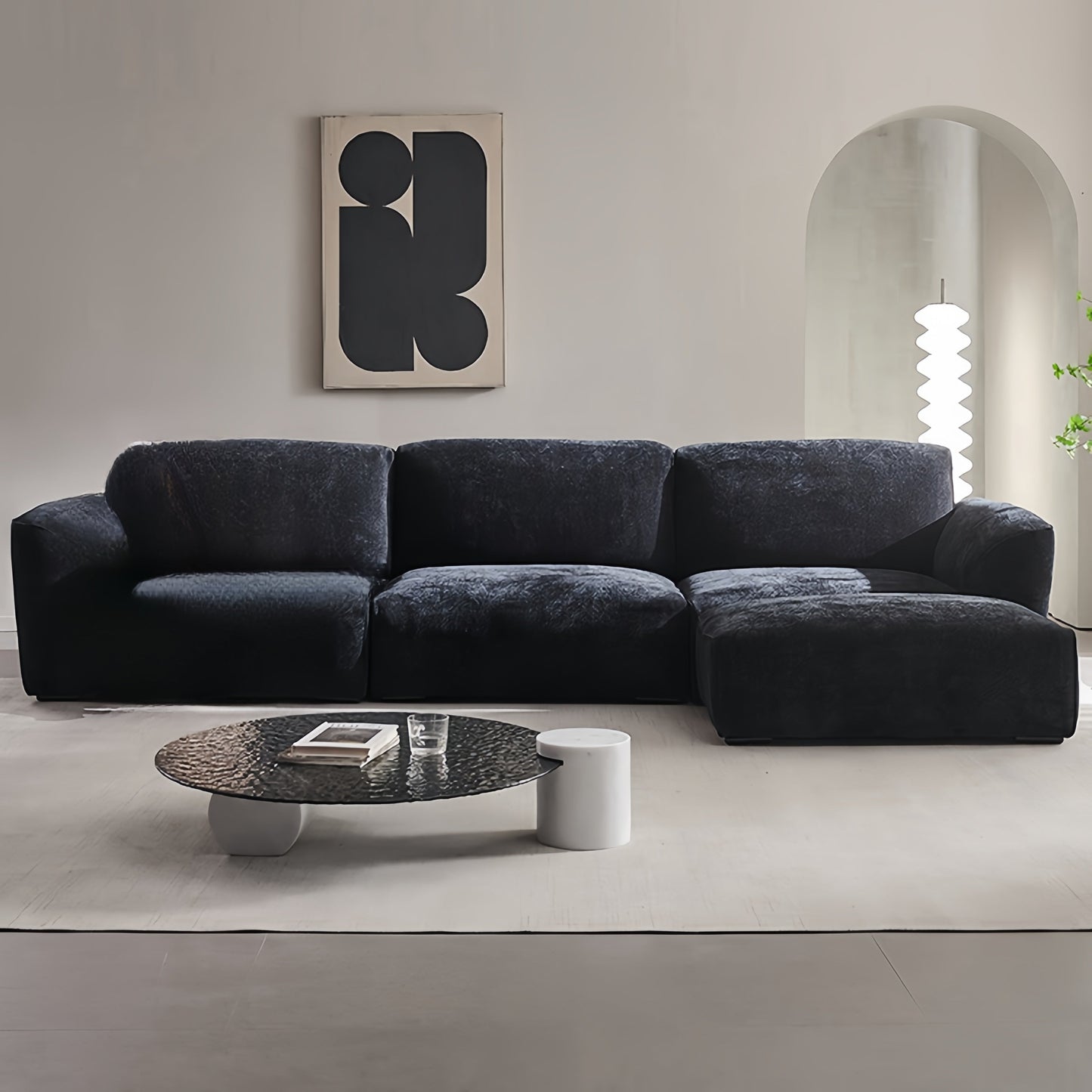 JOY HOME Sofa: Fleece Fabric Overstuffed Multifunction Cloud shaped Sofa Chair set for Livingro