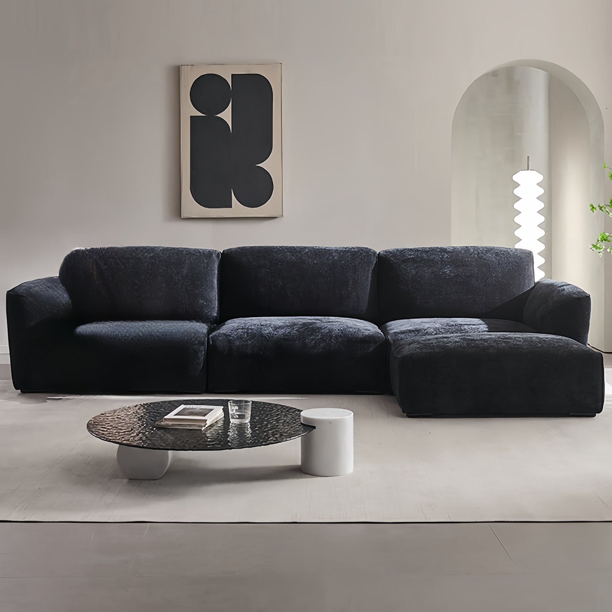 JOY HOME Sofa: Fleece Fabric Overstuffed Multifunction Cloud shaped Sofa Chair set for Livingro