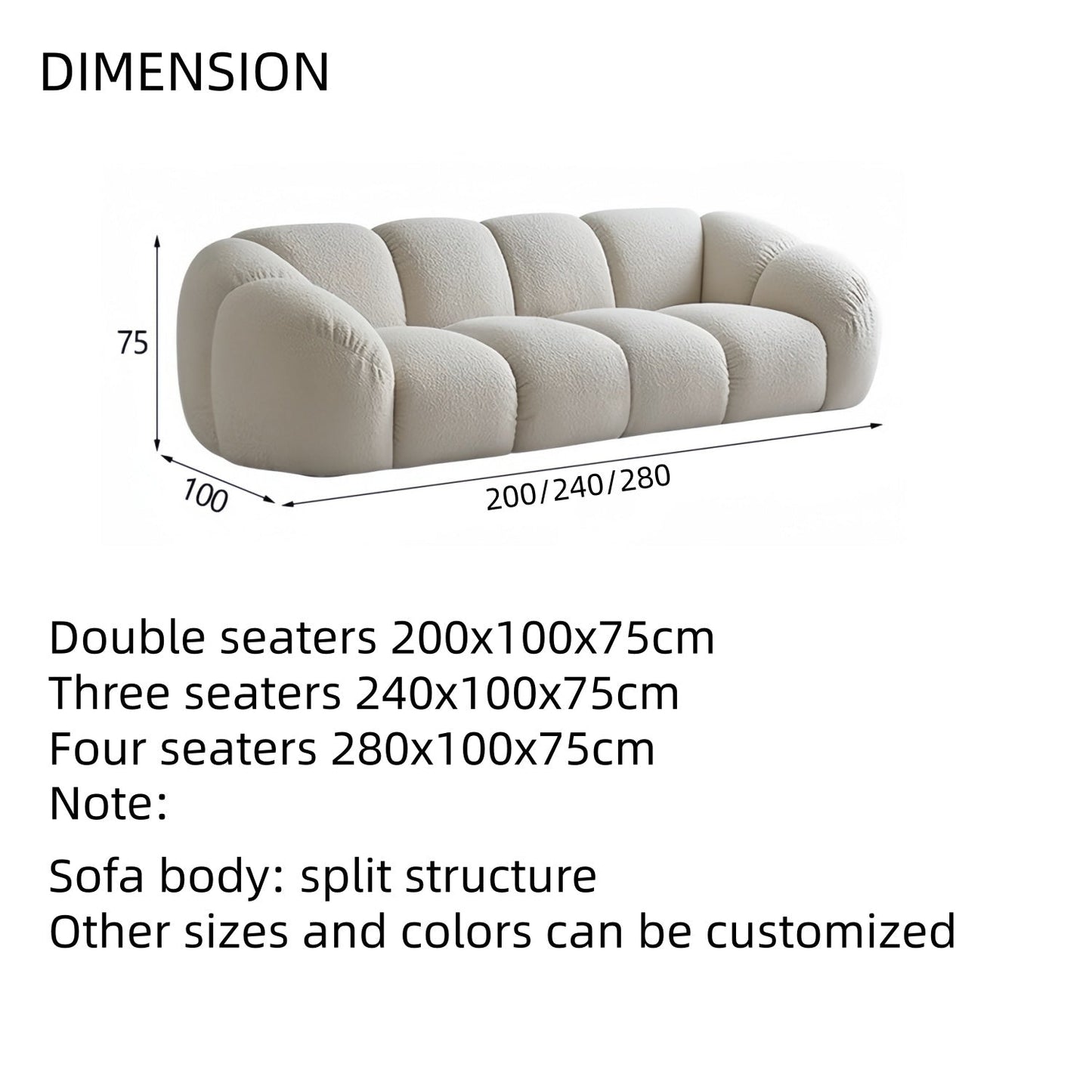 JOY HOME Sofa — Wood / White / Cloud
