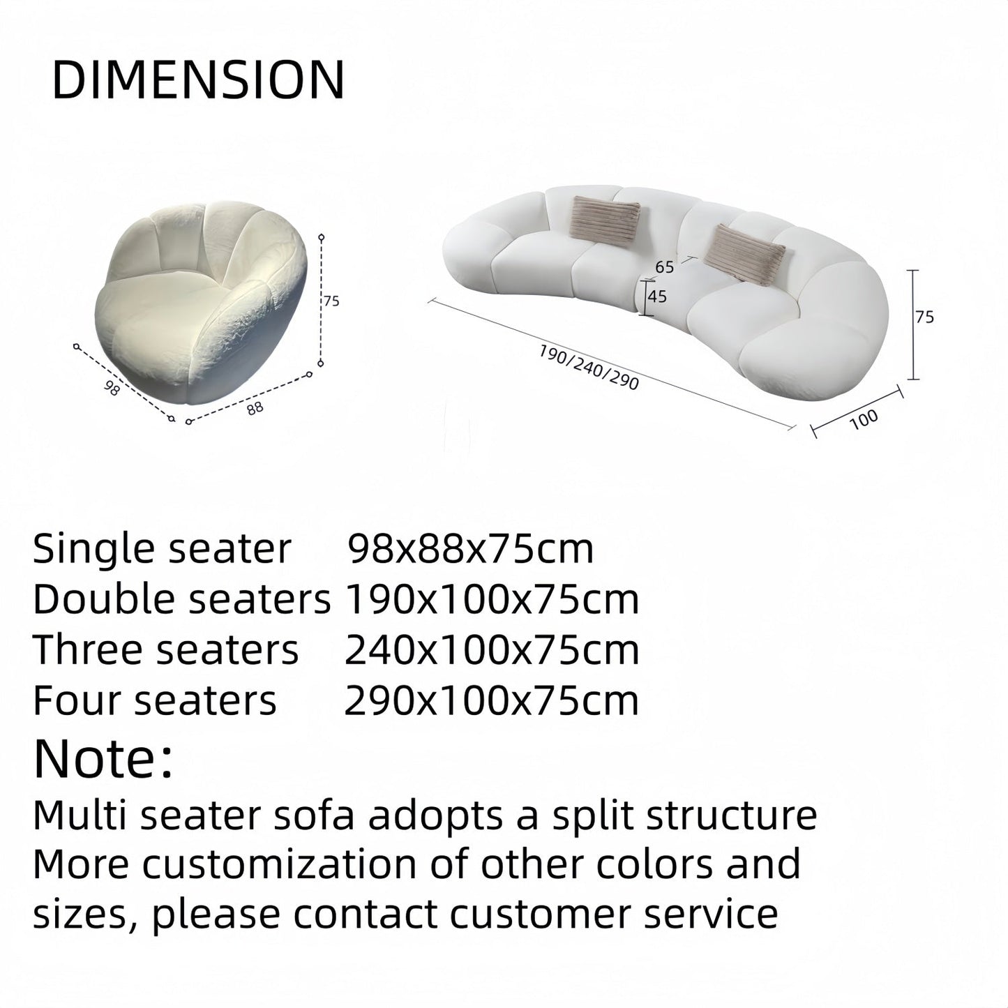 JOY HOME Sofa in White