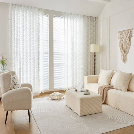 JOY HOME Curtains: 2 Panels Sheer Color Chiffon Tulle Light Window Textile Curtains Drapes for