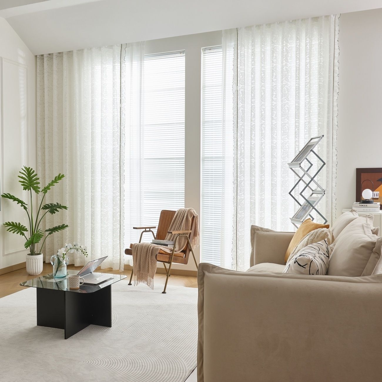 JOY HOME Curtains: 2 Panels Sheer Color Chiffon Tulle Light Window Textile Curtains Drapes for