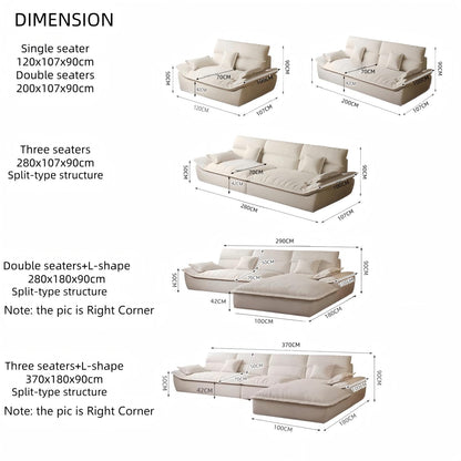 JOY HOME Wood White Sectional Sofa for Modern Homes