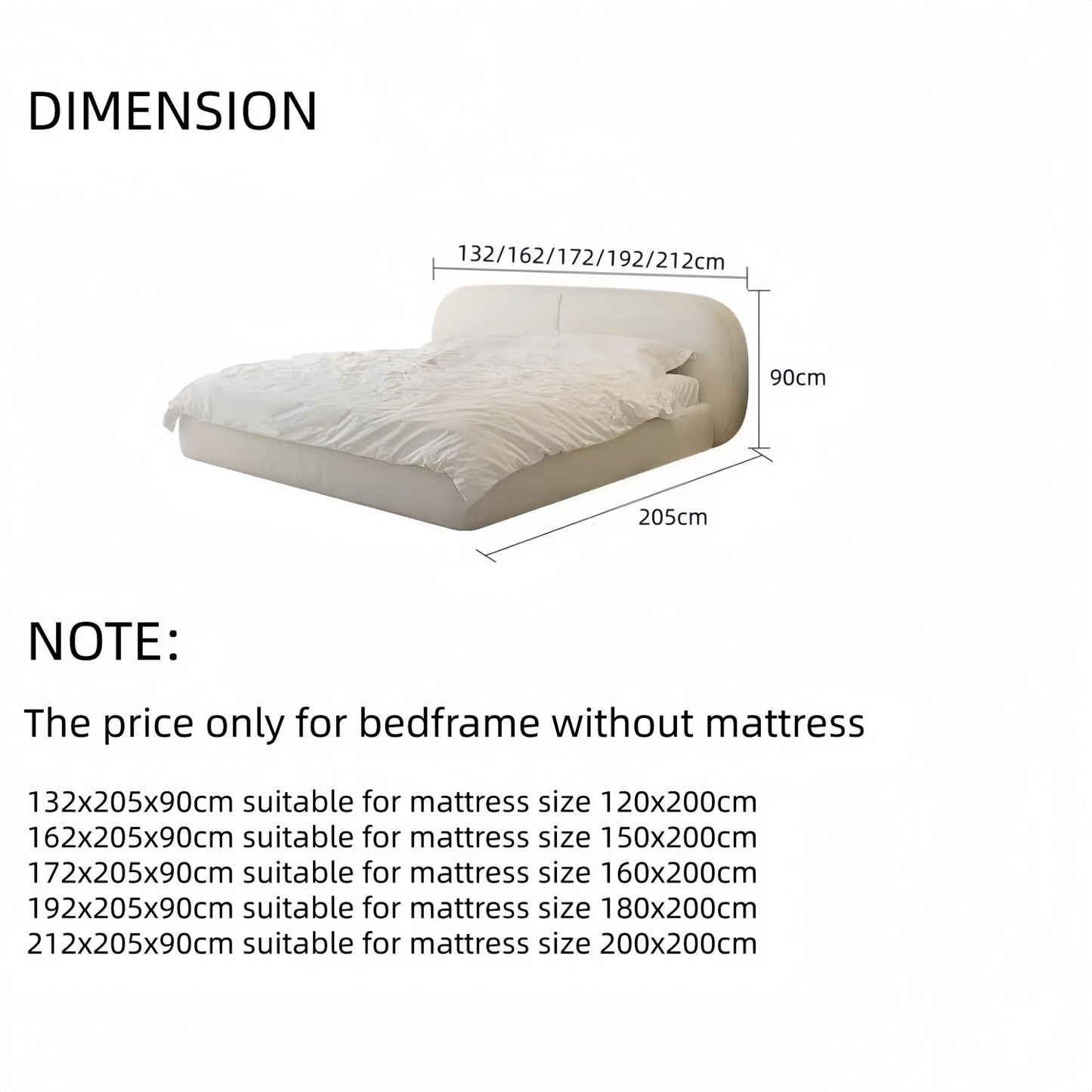 JOY HOME Sherpa Linen Wood Bed for Modern Homes