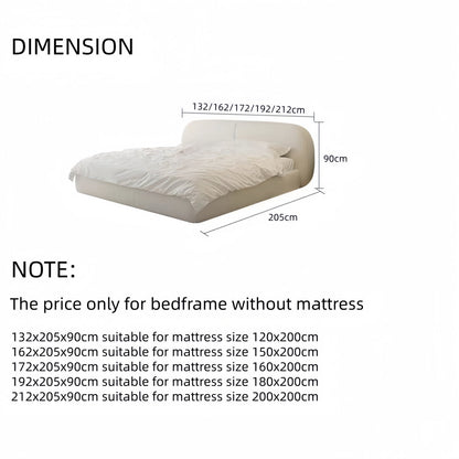 JOY HOME Sherpa Linen Wood Bed for Modern Homes
