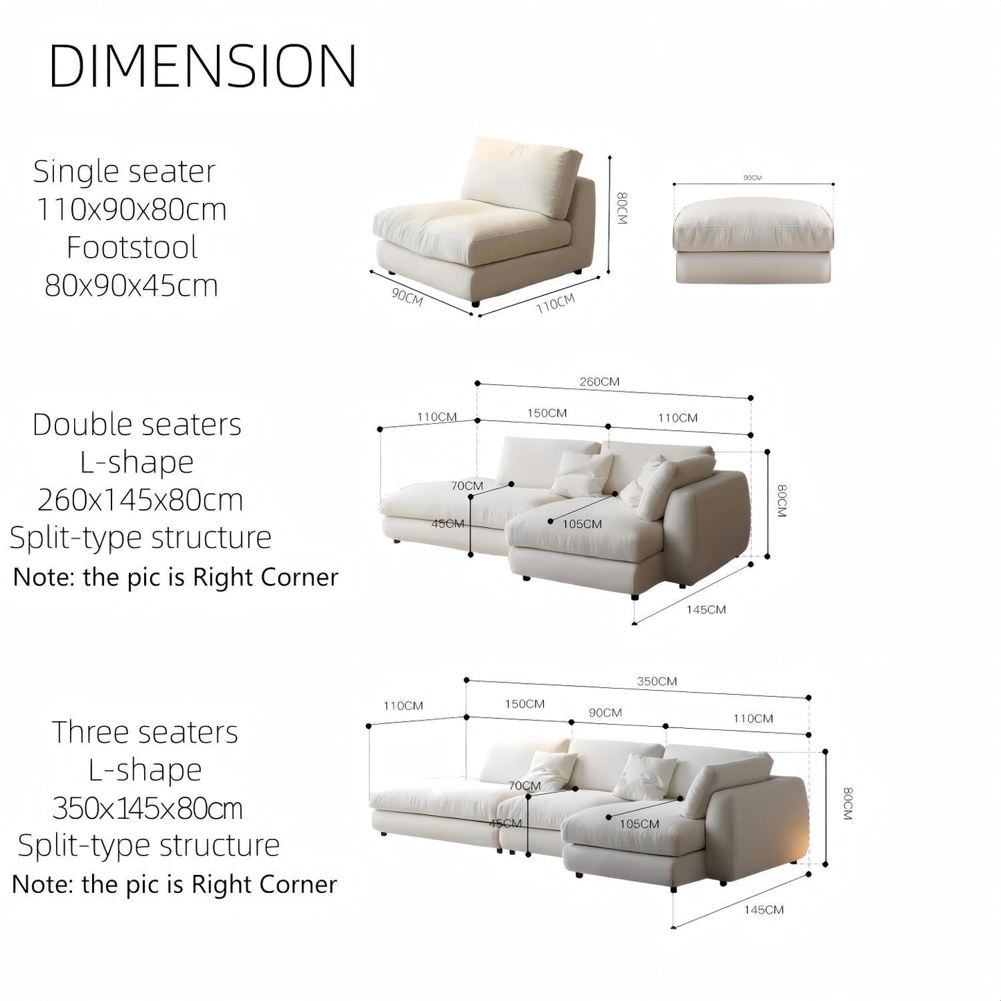 JOY HOME Sofa — Linen / Wood / Beige
