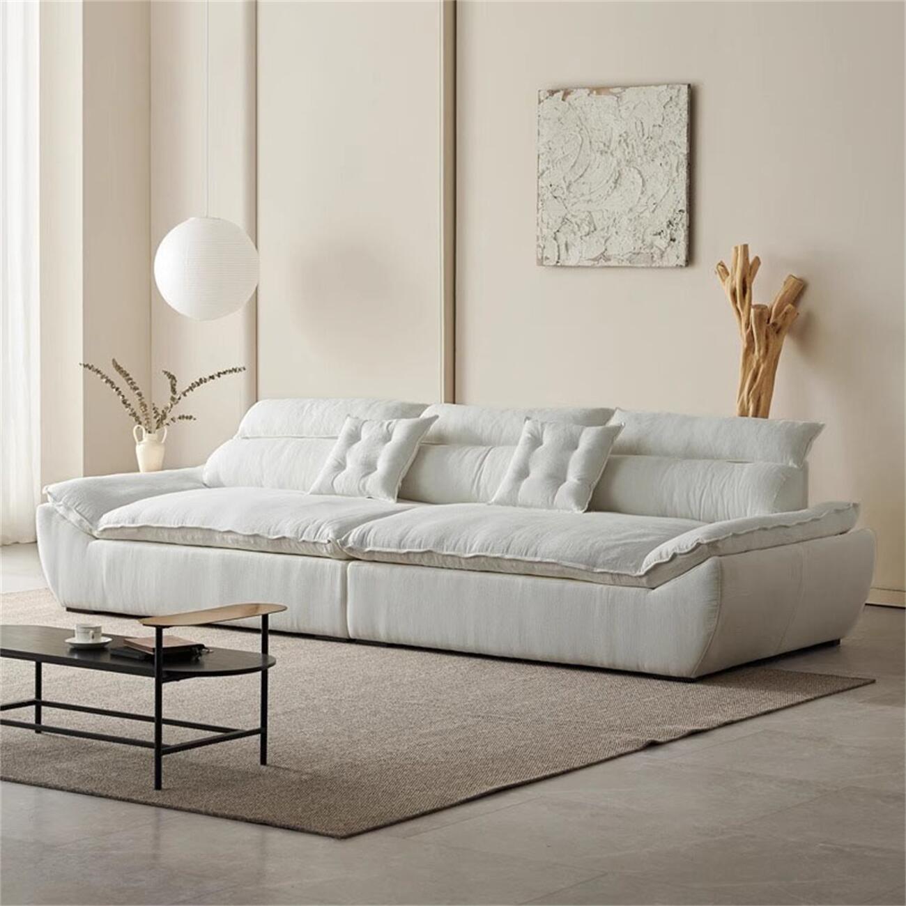 JOY Home Light Luxury Linen Cotton  Fabric Cloud Shaped Sofa set for Livingroom