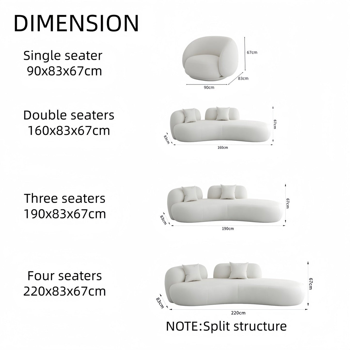 JOY HOME Wood White Cloud Sofa