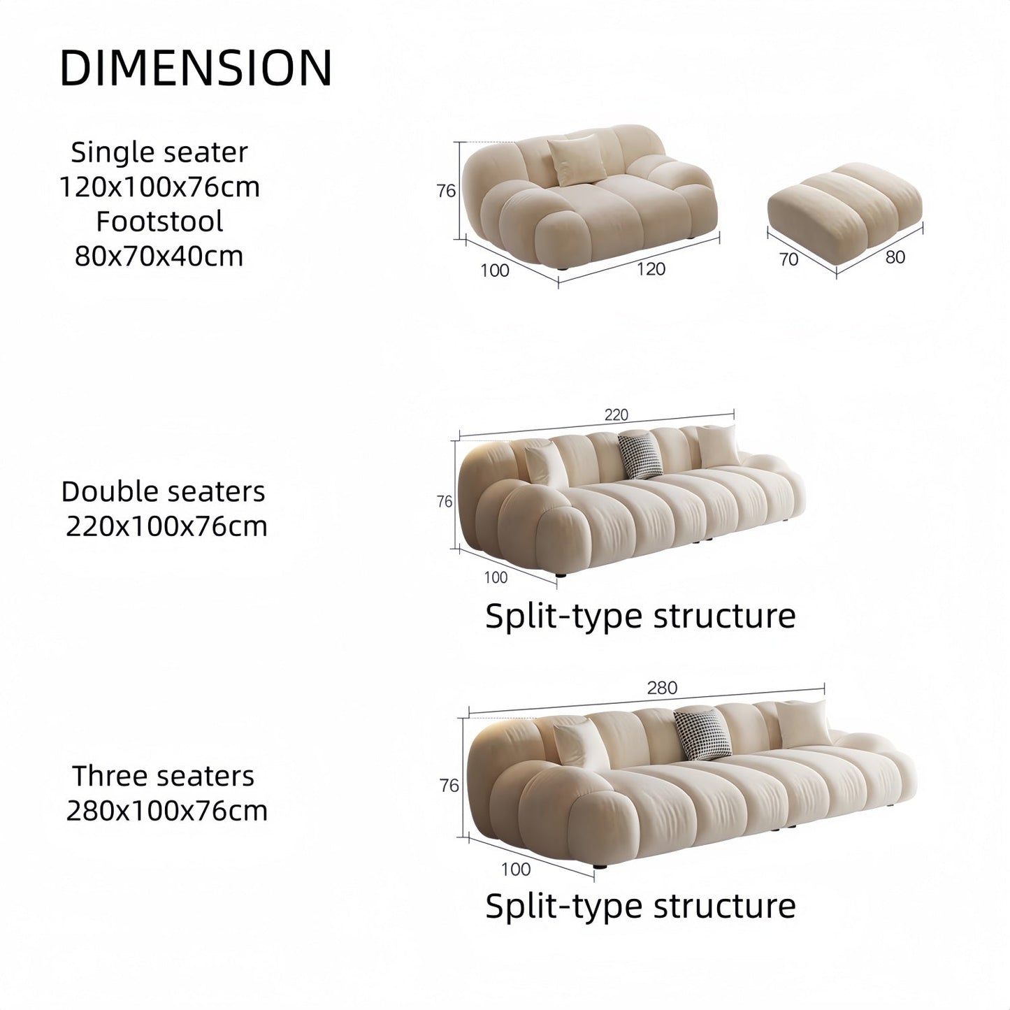 JOY HOME Sofa in Beige