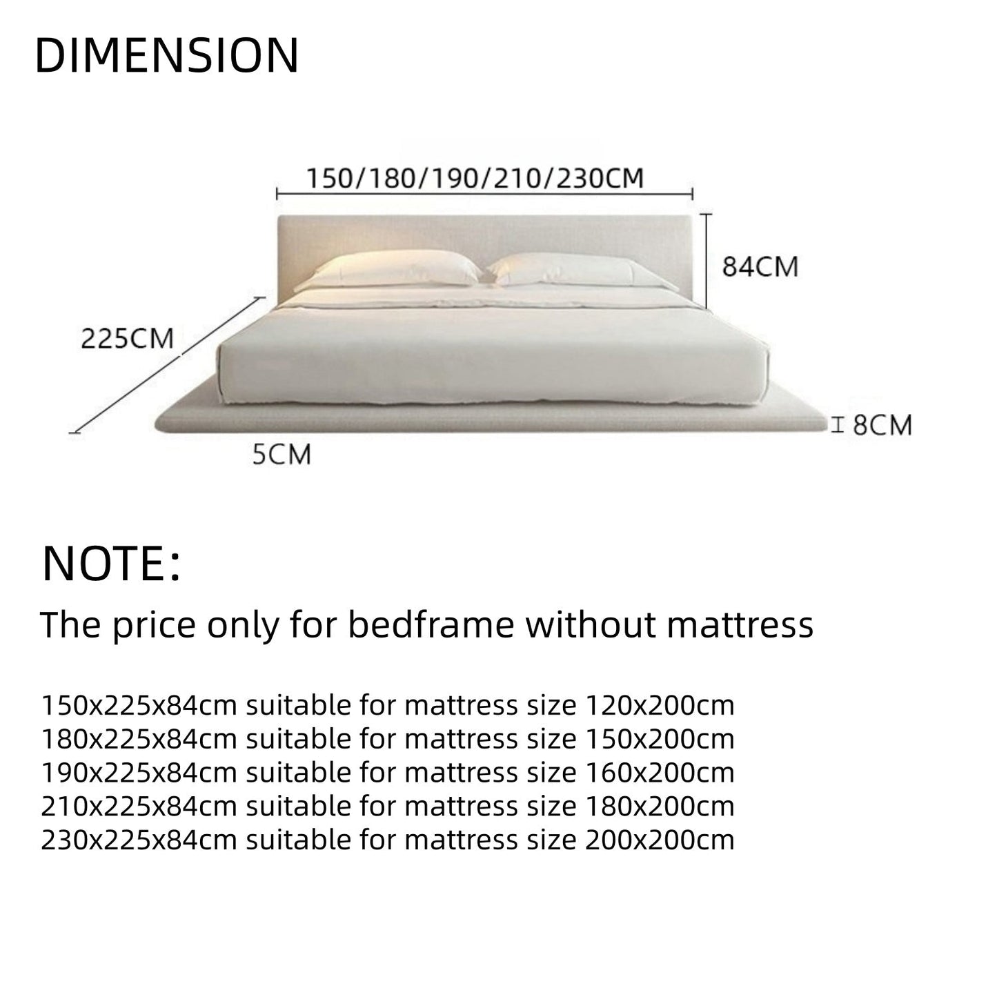 JOY HOME Linen Wood Beige Bed