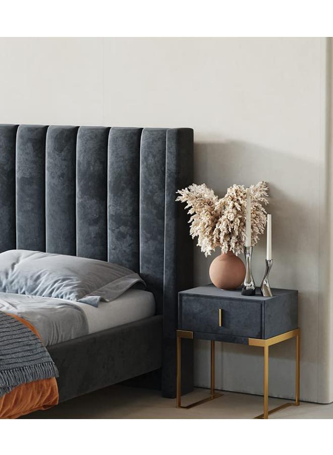 AAH Home Bed Frame Modern Velvet King Queen Size for bedroom Without Mattress AAH HOME