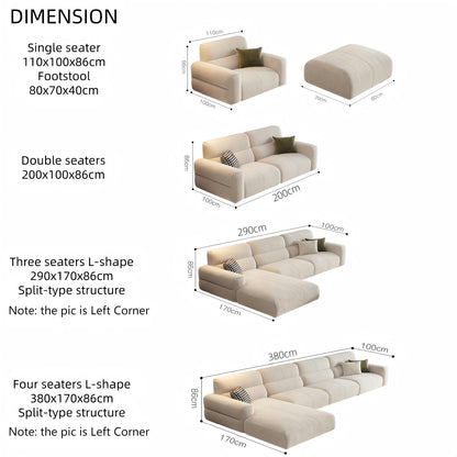 JOY HOME Wood Beige Sectional Sofa for Modern Homes