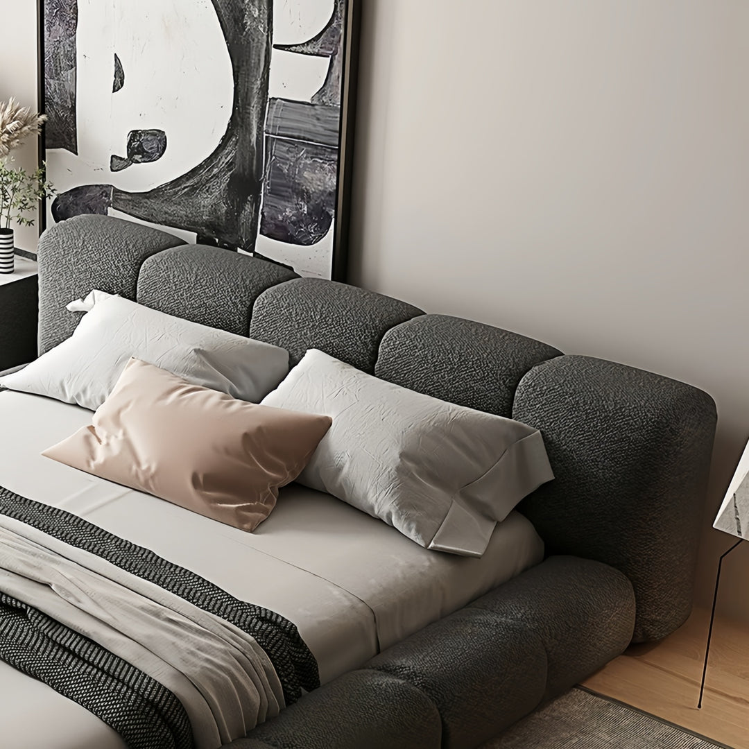 JOY Home Bed Frame Modern Velvet King Queen Size for bedroom Without Mattress