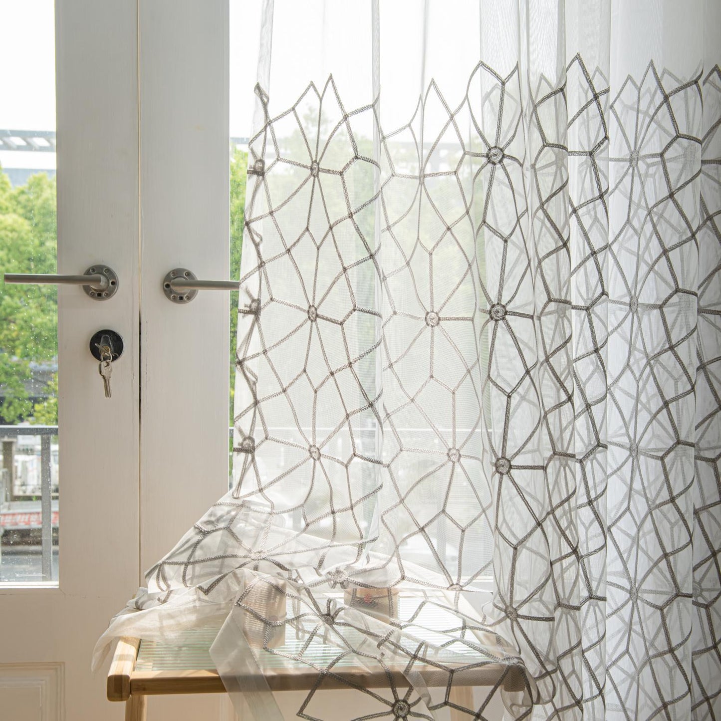 Minimalist Sheer Curtains 2 Panels | Grey & White Options