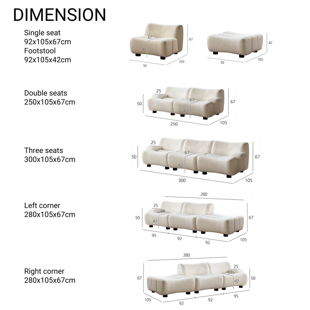 JOY Home Light Luxury Fabric Cloud Shaped Sofa set for Livingroom