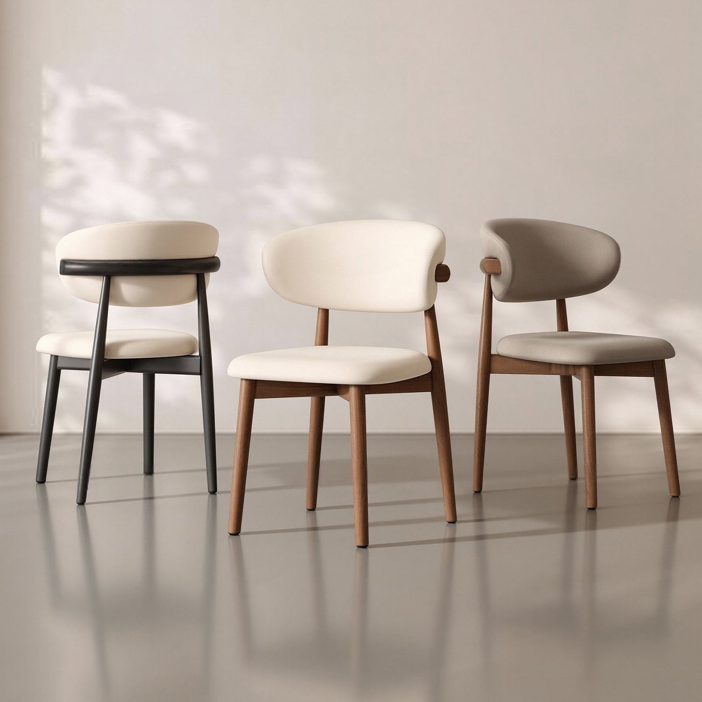 JOY HOME Linen Walnut Wood Chair