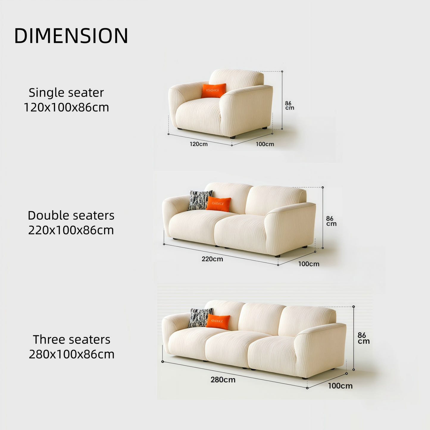 JOY HOME Wood White Cloud Sofa for Modern Homes