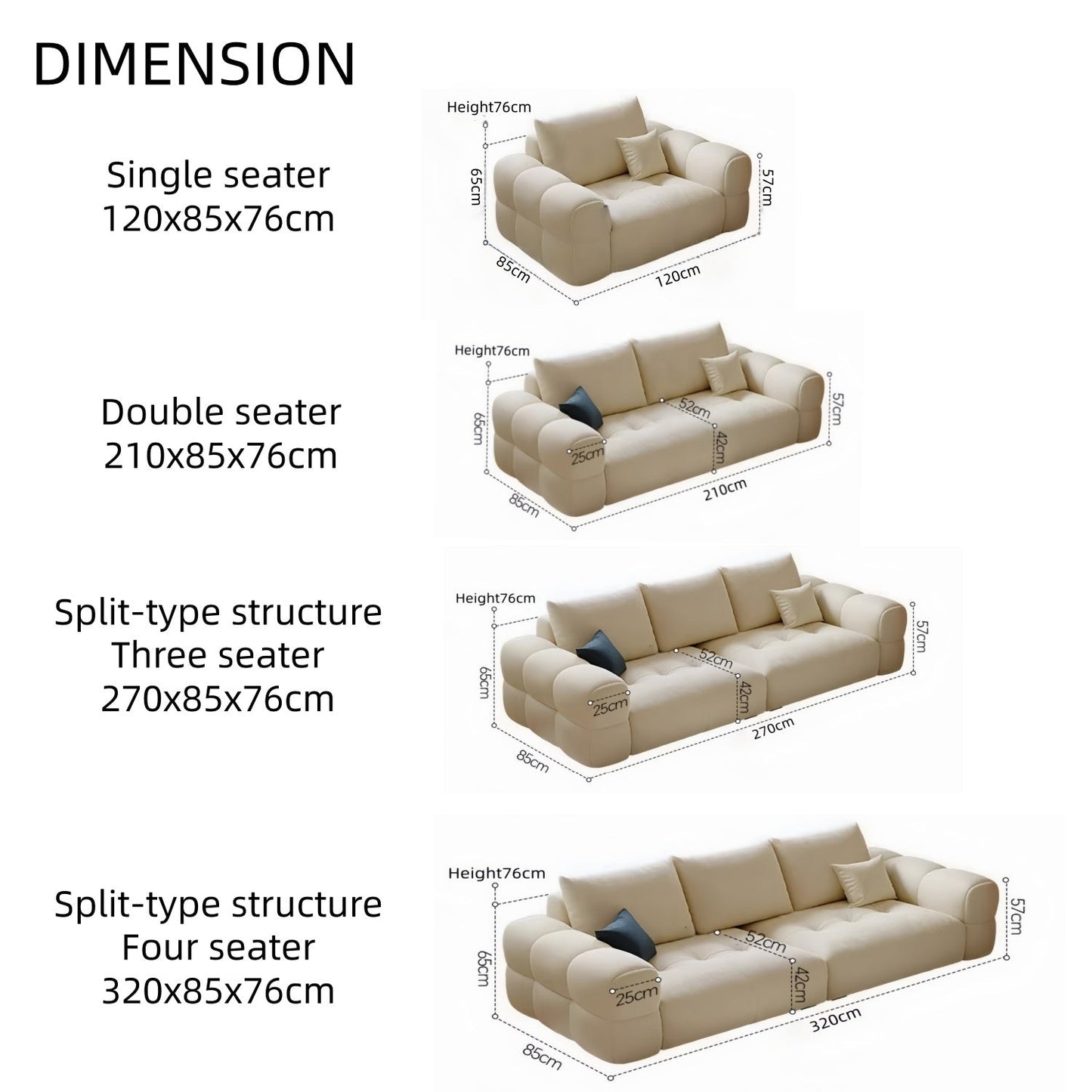 JOY HOME Sofa in Beige