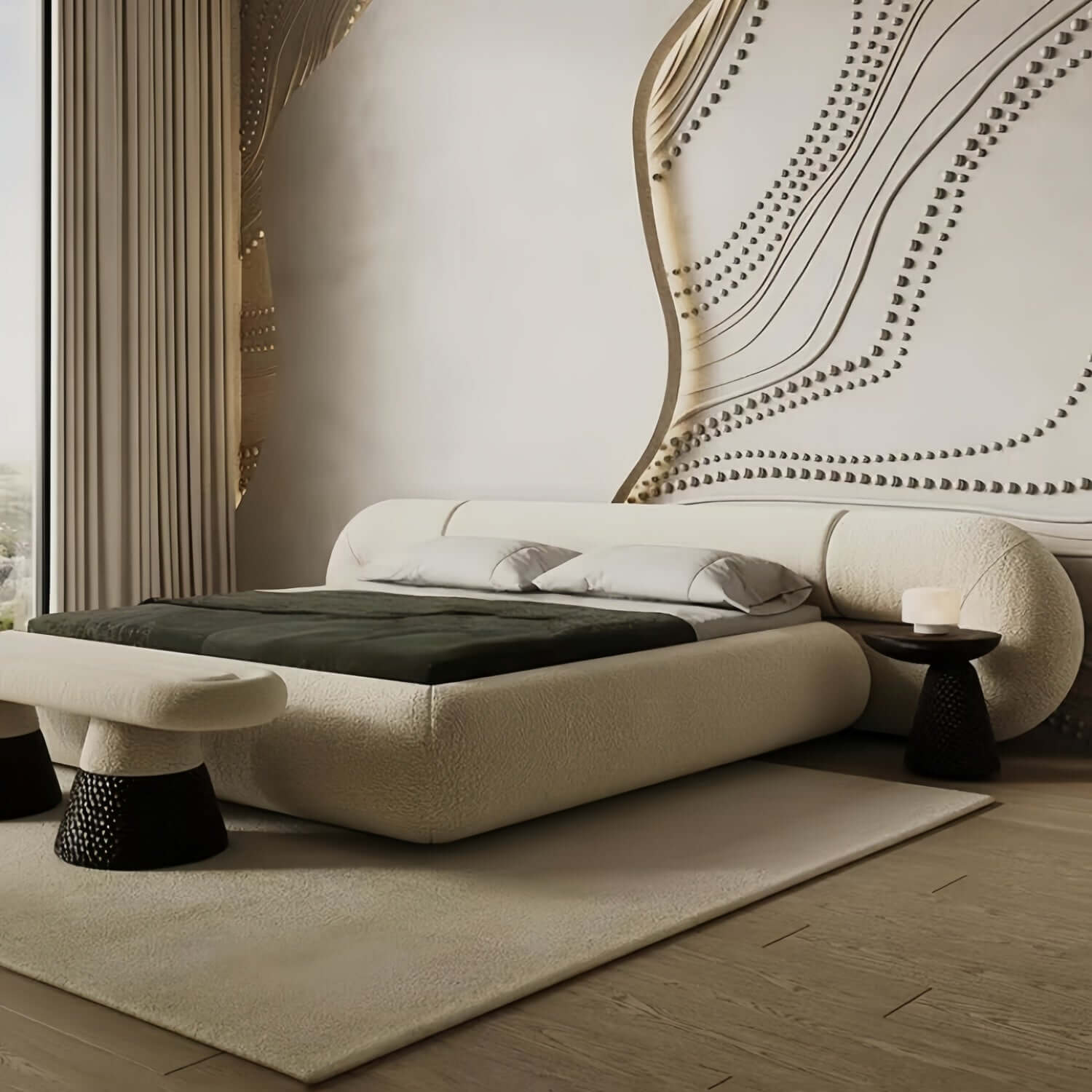JOY HOME Bed: Bed Frame Modern Velvet King Queen Size for bedroom Without Mattress in Dubai sho