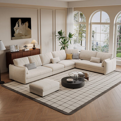 JOY HOME Wood White Sectional Sofa for Modern Homes
