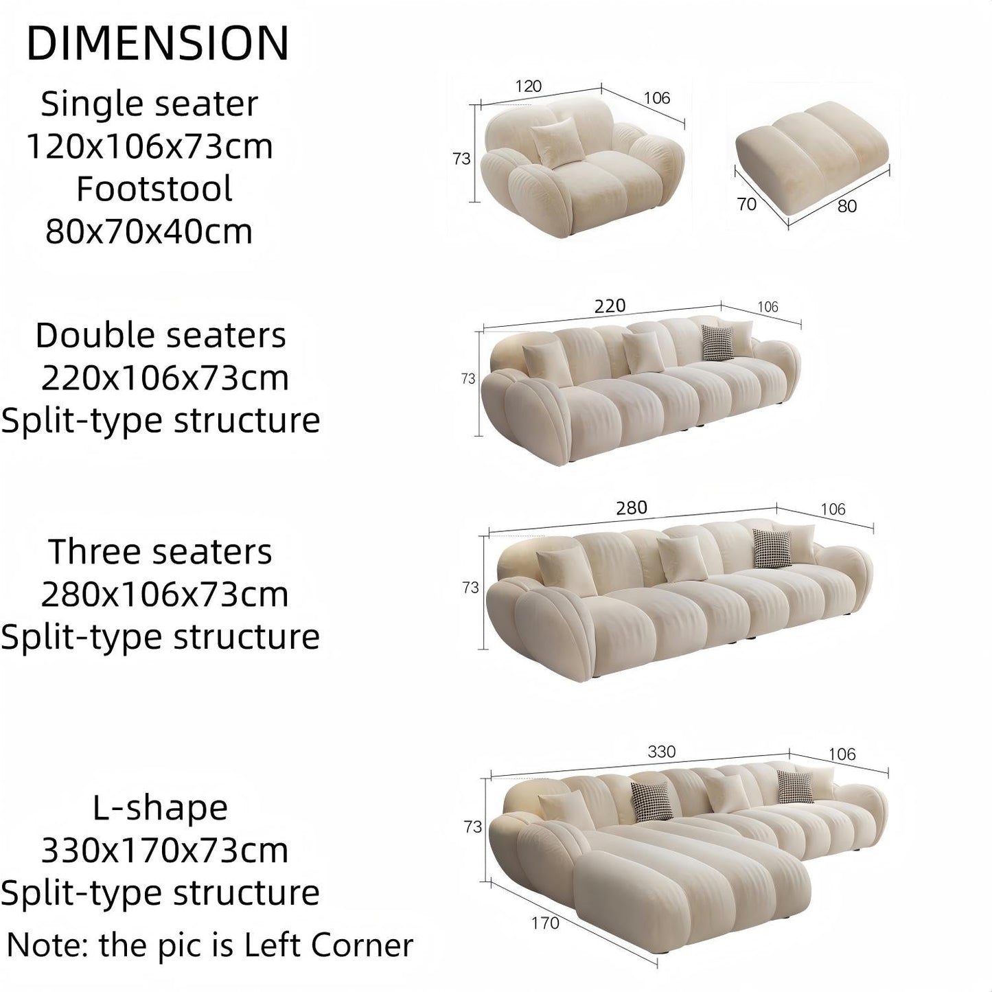 JOY HOME Wood Beige Sectional Sofa for Modern Homes