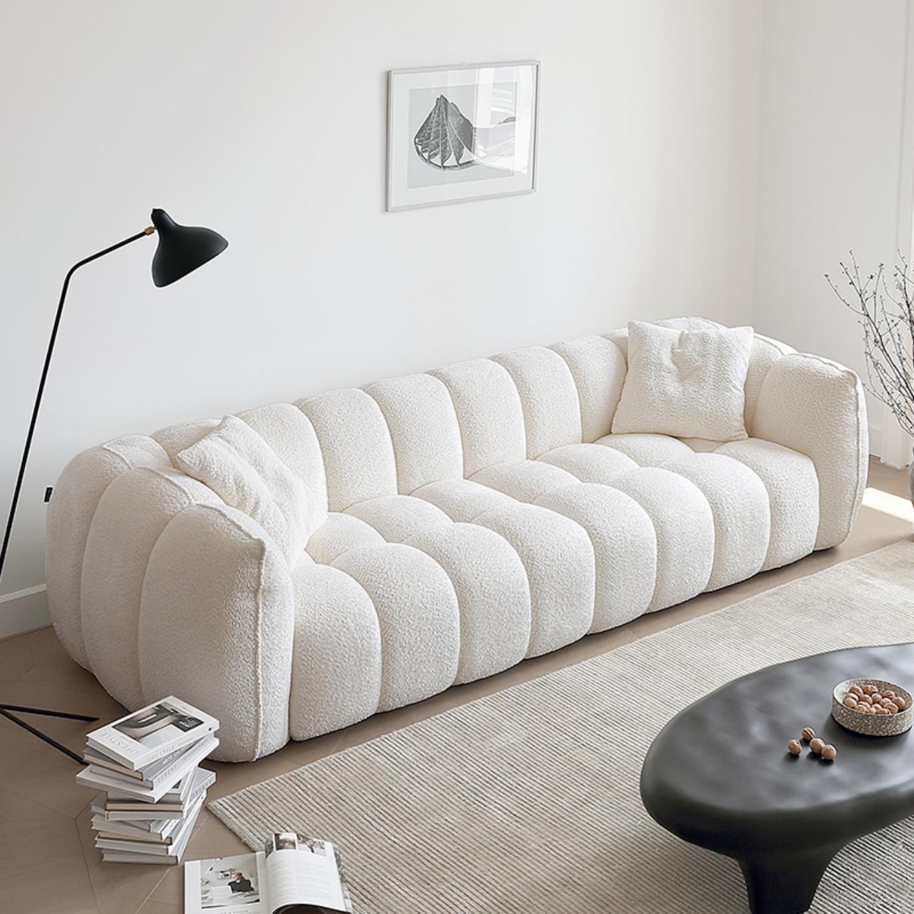 Pumpkin-Style Fleece Sofa Set | Cozy 1-4 Seater Curved Design