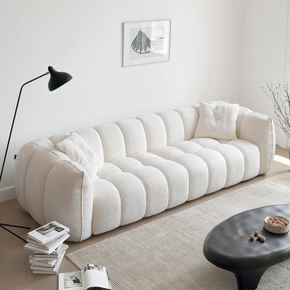 Pumpkin-Style Fleece Sofa Set | Cozy 1-4 Seater Curved Design