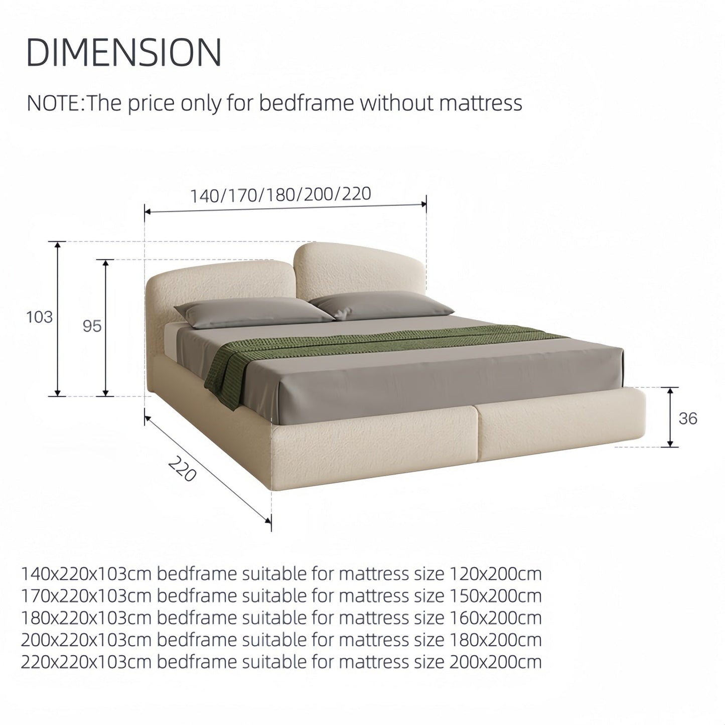 JOY HOME Bed in Beige