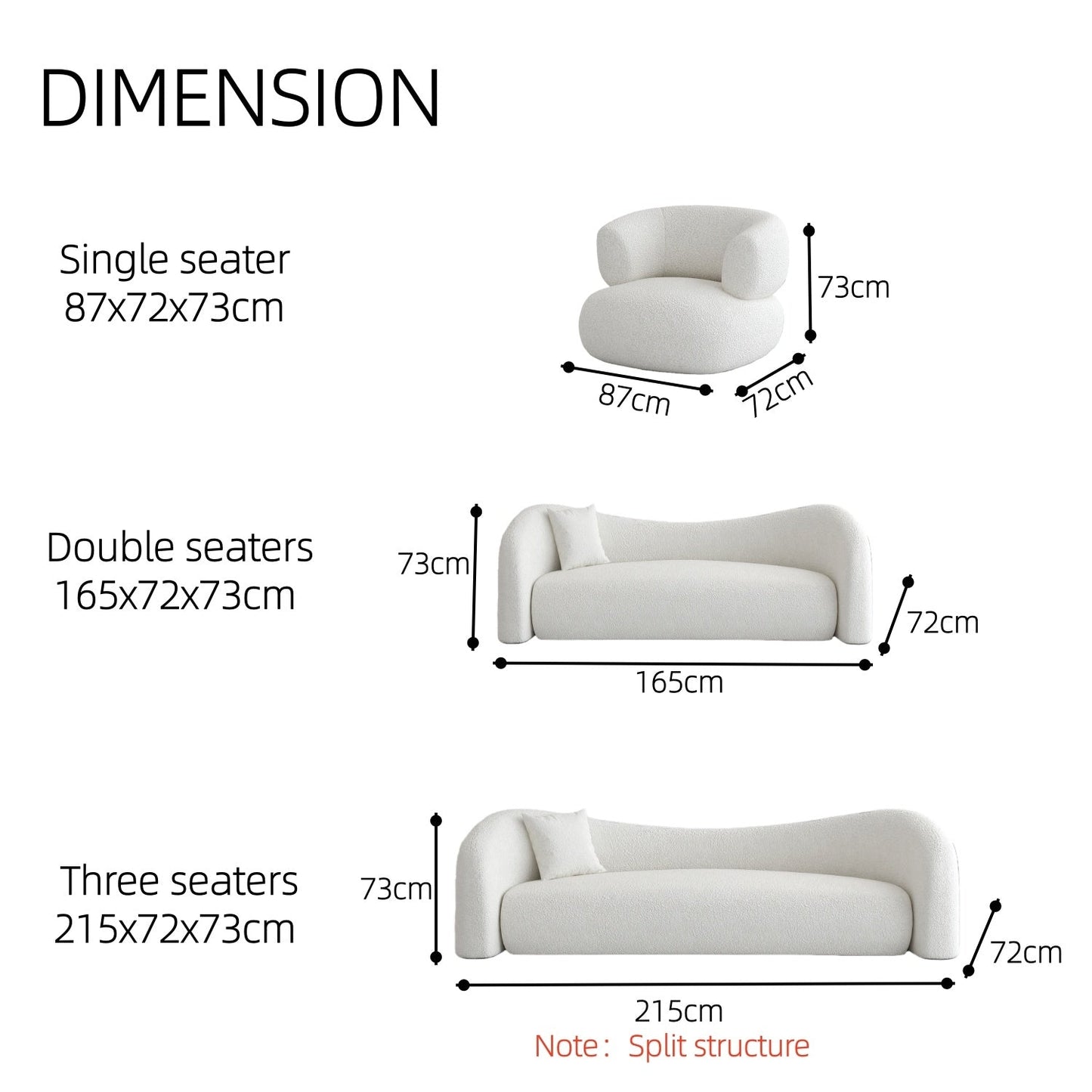 JOY HOME Wood White Cloud Sofa