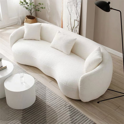 Beige overstuffed 3-seater sofa - lifestyle view in modern UAE home