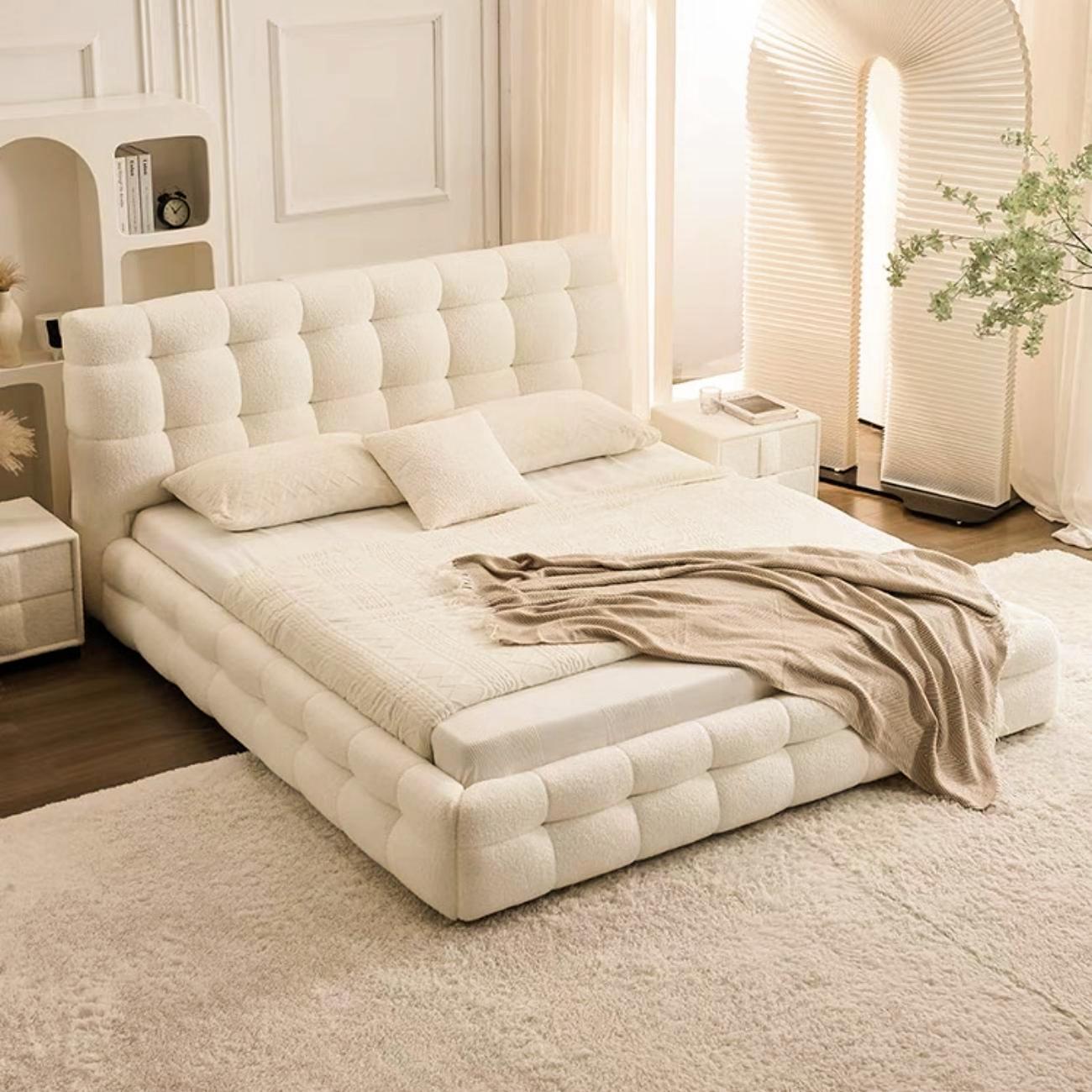 Multi-Color Fleece Bed Frame | Beige, White & Pink Options Available