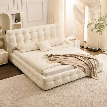 Multi-Color Fleece Bed Frame | Beige, White & Pink Options Available