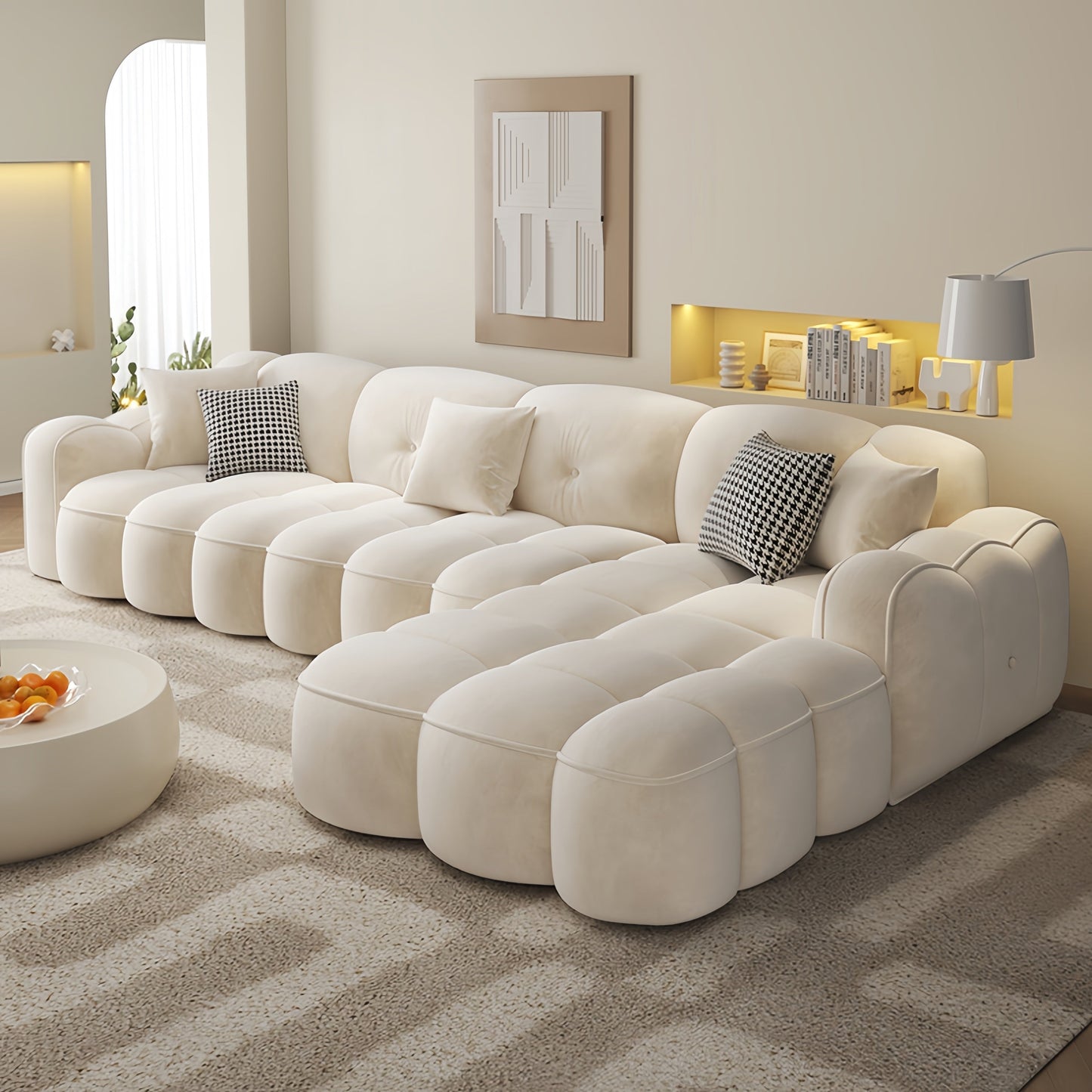 JOY Home Fleece Fabric Overstuffed Multifunction Sofa set for Livingroom Office