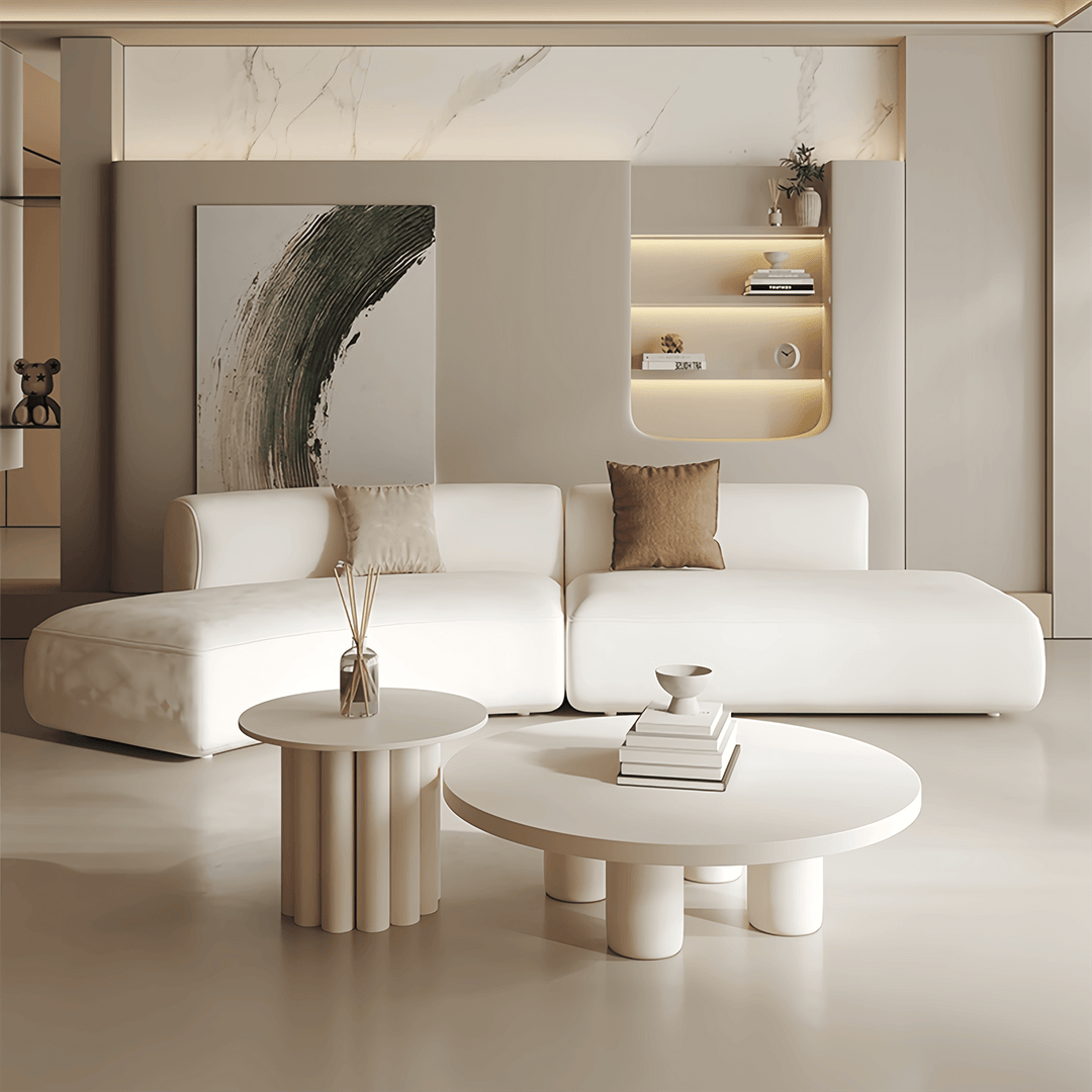 JOY Home Light Luxury Linen Cotton  Fabric Cloud Shaped Sofa set for Livingroom