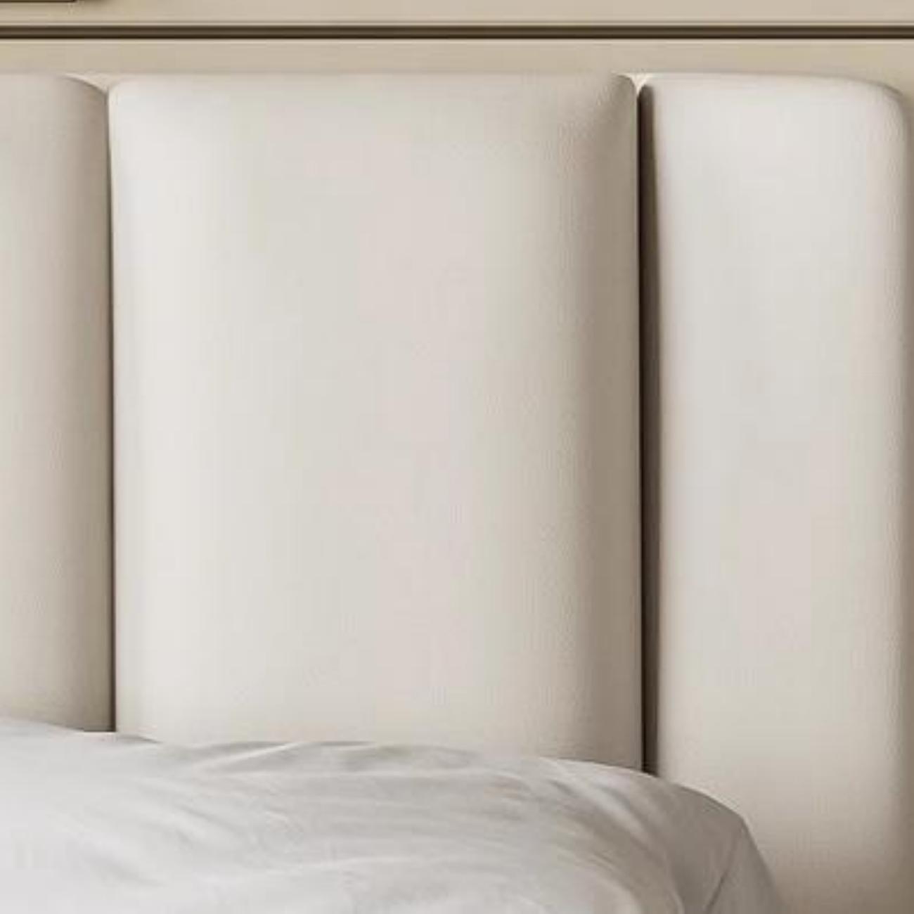 Leather Wrapped Bed Frame | Premium Beige with Memory Foam Support