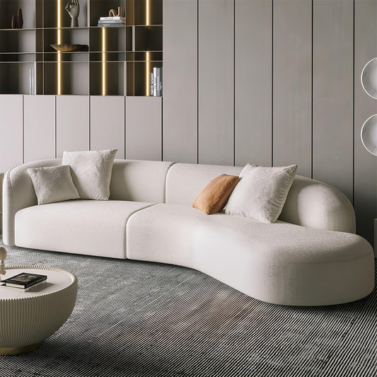 JOY HOME Sofa: Fleece Fabric Overstuffed Multifunction Arc-shaped Sofa set for Livingroom Offic