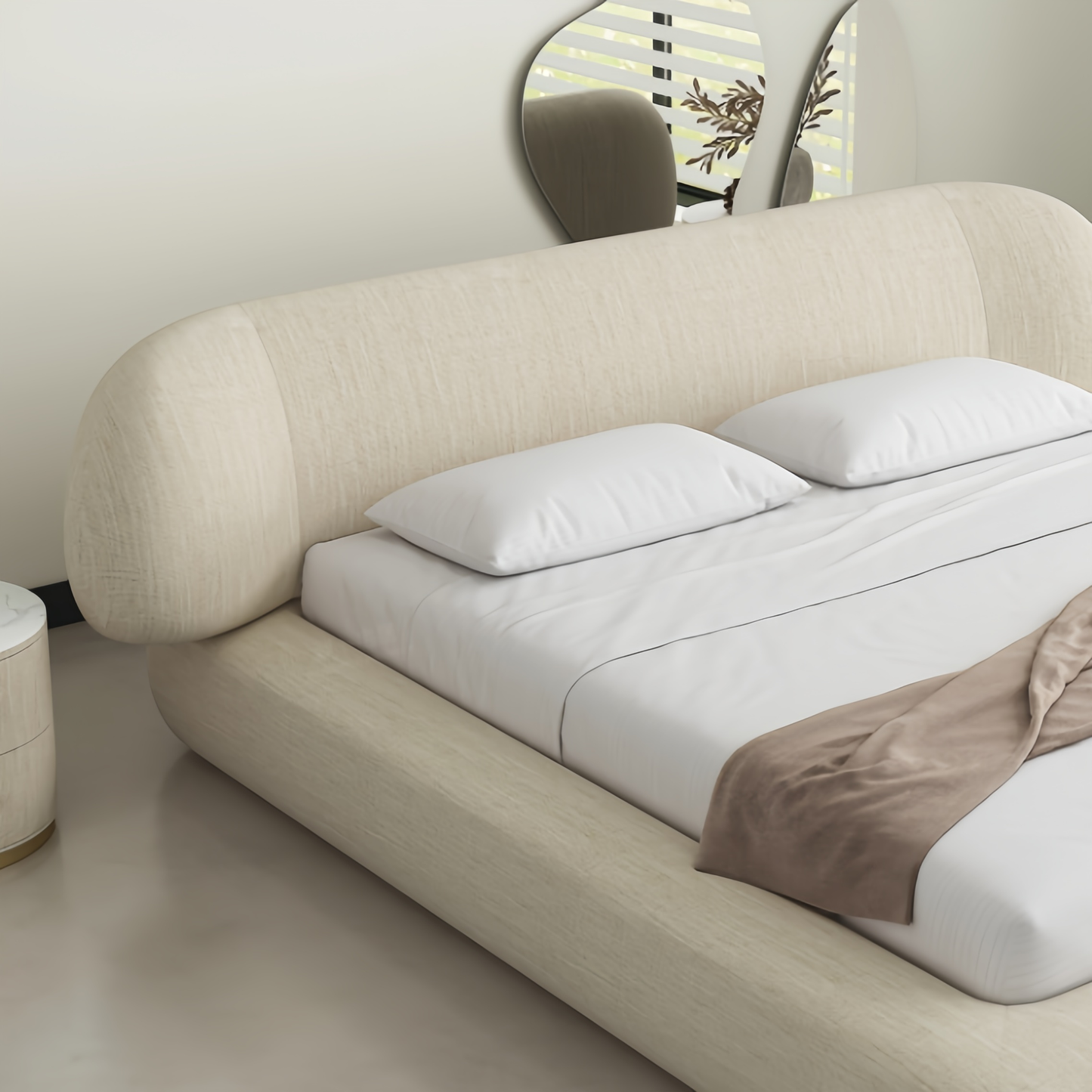 JOY HOME Linen Velvet Wood Mattress for Modern Homes
