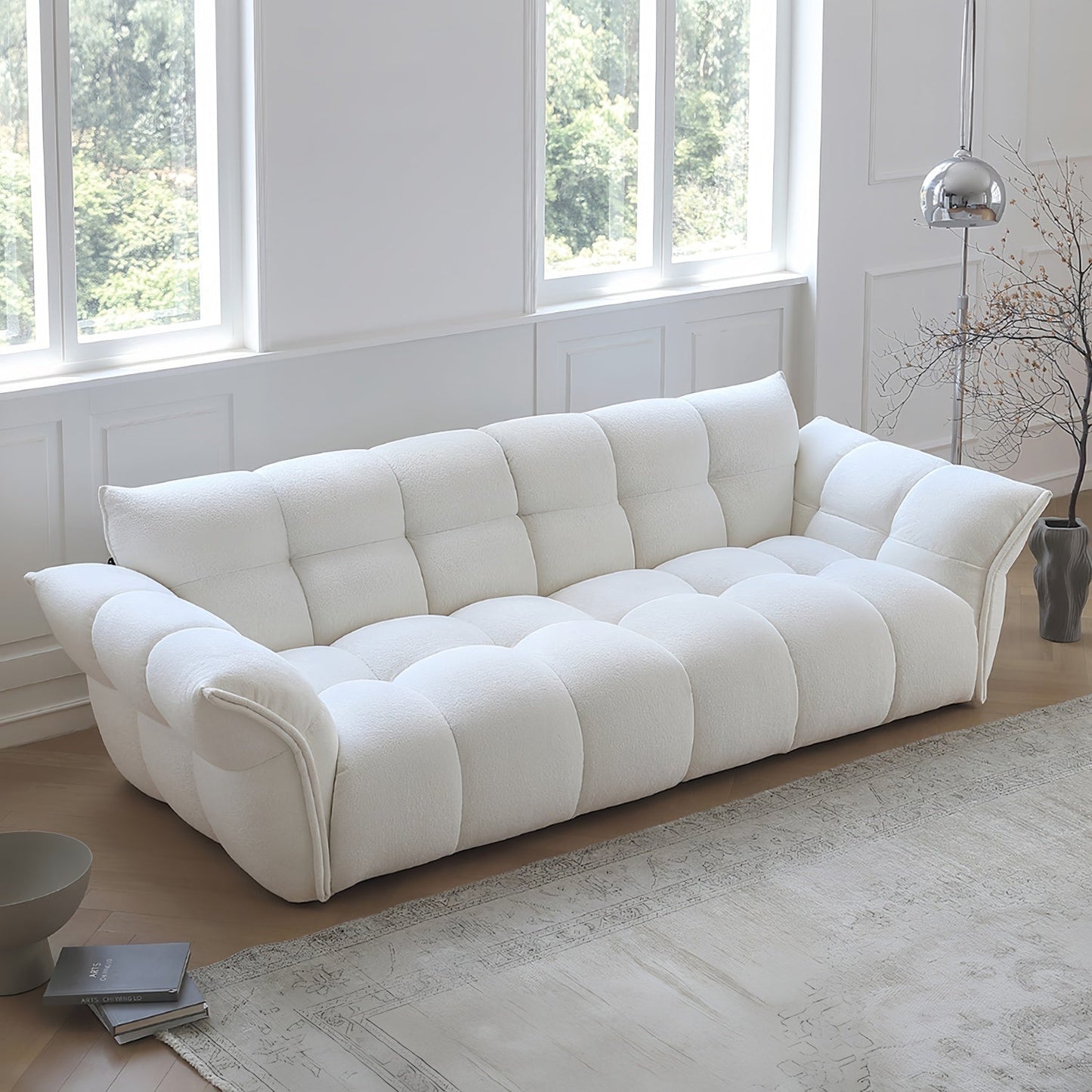 JOY HOME Wood White Cloud Sofa for Modern Homes