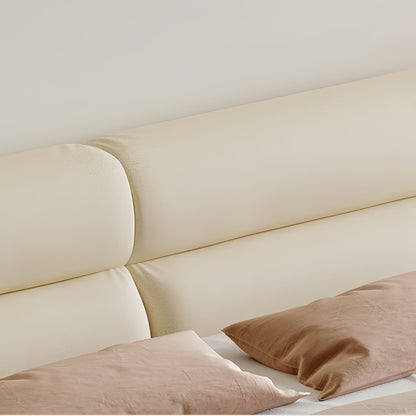 Modern Soft-Padded Bed Frame | Beige Velvet King & Queen