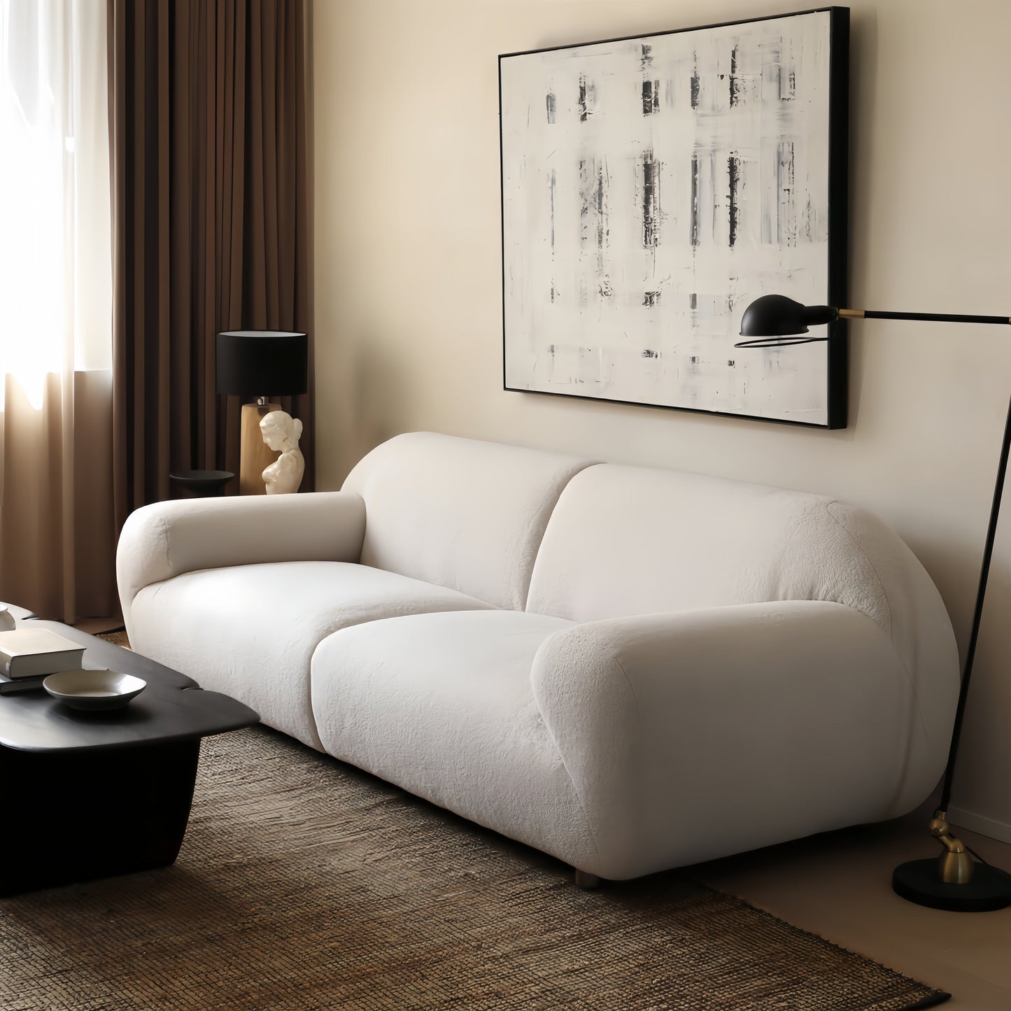 JOY Home Fleece Fabric Overstuffed Multifunction Cloud shaped Sofa Chair set for Livingroom Office