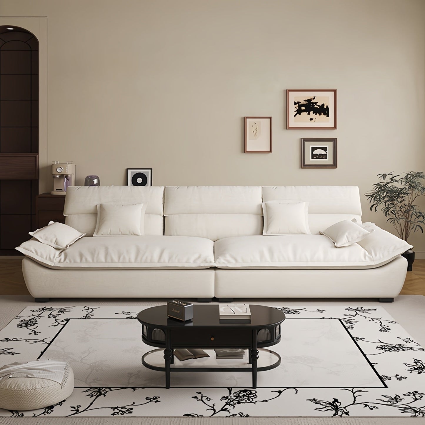 JOY HOME Wood White Sectional Sofa for Modern Homes