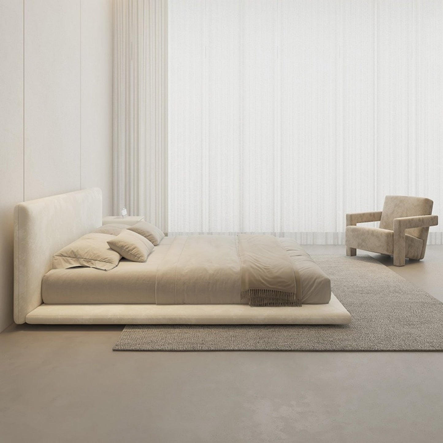 JOY HOME Linen Wood Beige Bed