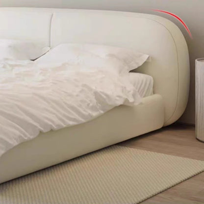 JOY HOME Sherpa Linen Wood Bed for Modern Homes