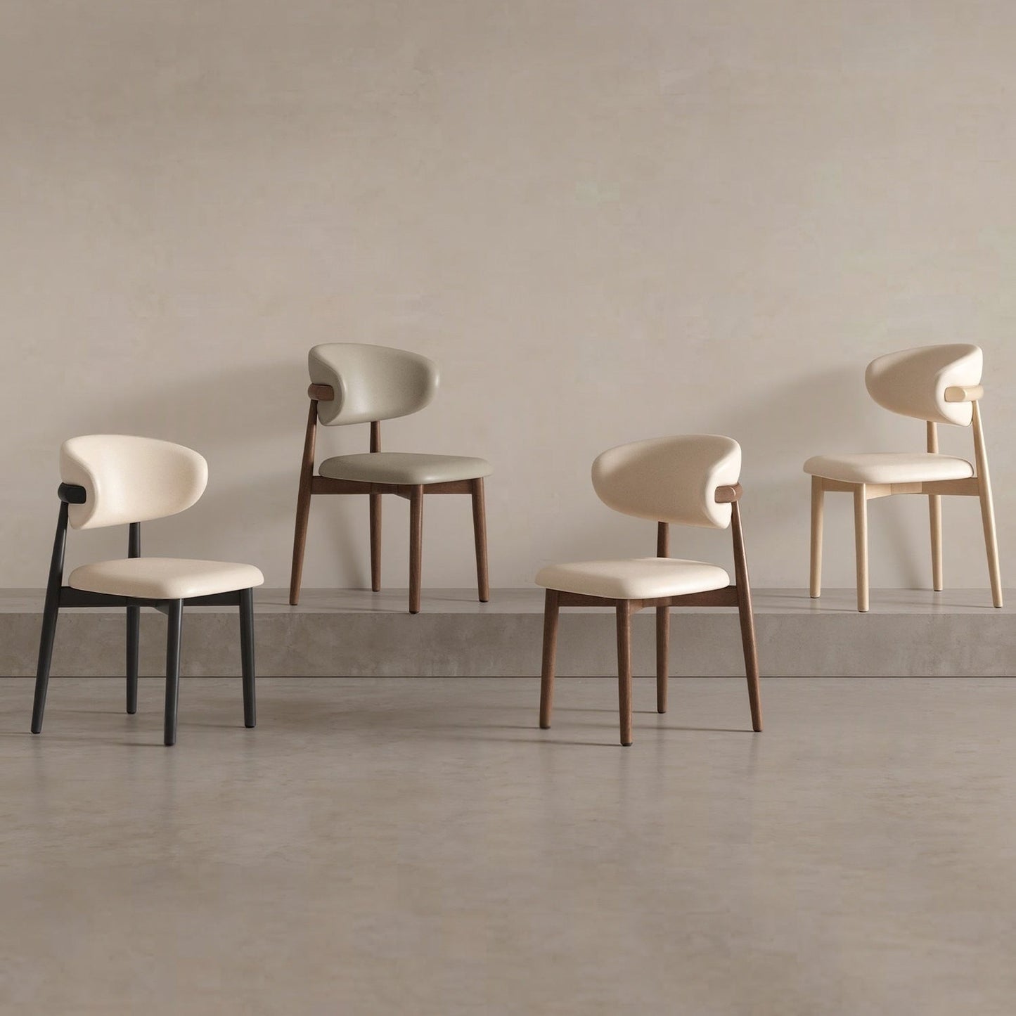 JOY HOME Linen Walnut Wood Chair