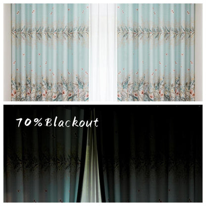 60% Blackout Colorful Floral Curtains 2 Panels | UV Protection
