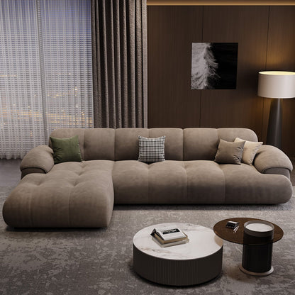 JOY HOME Wood Beige Sectional Sofa