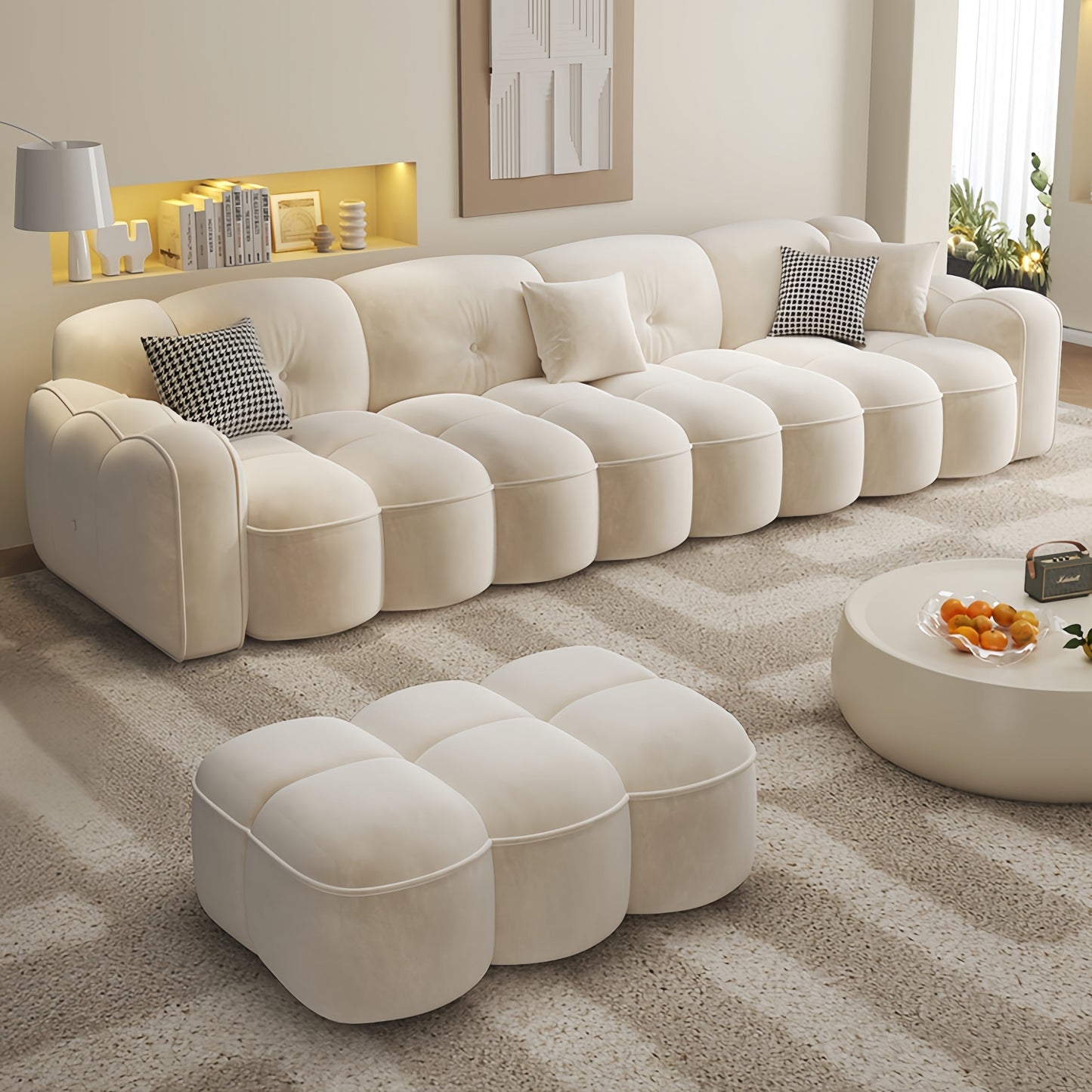 JOY Home Light Luxury Fabric Cloud Shaped Sofa set for Livingroom