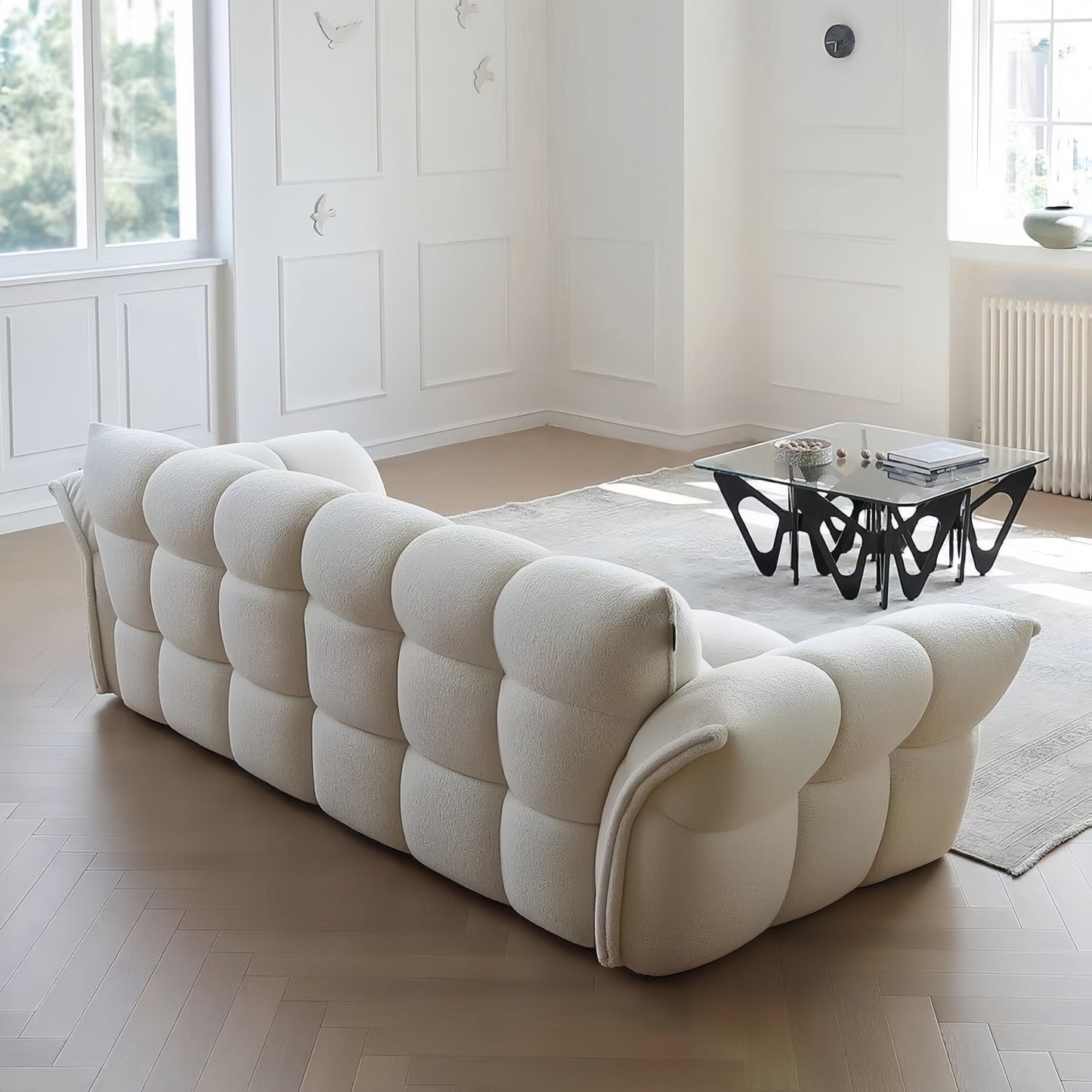 JOY HOME Wood White Cloud Sofa for Modern Homes