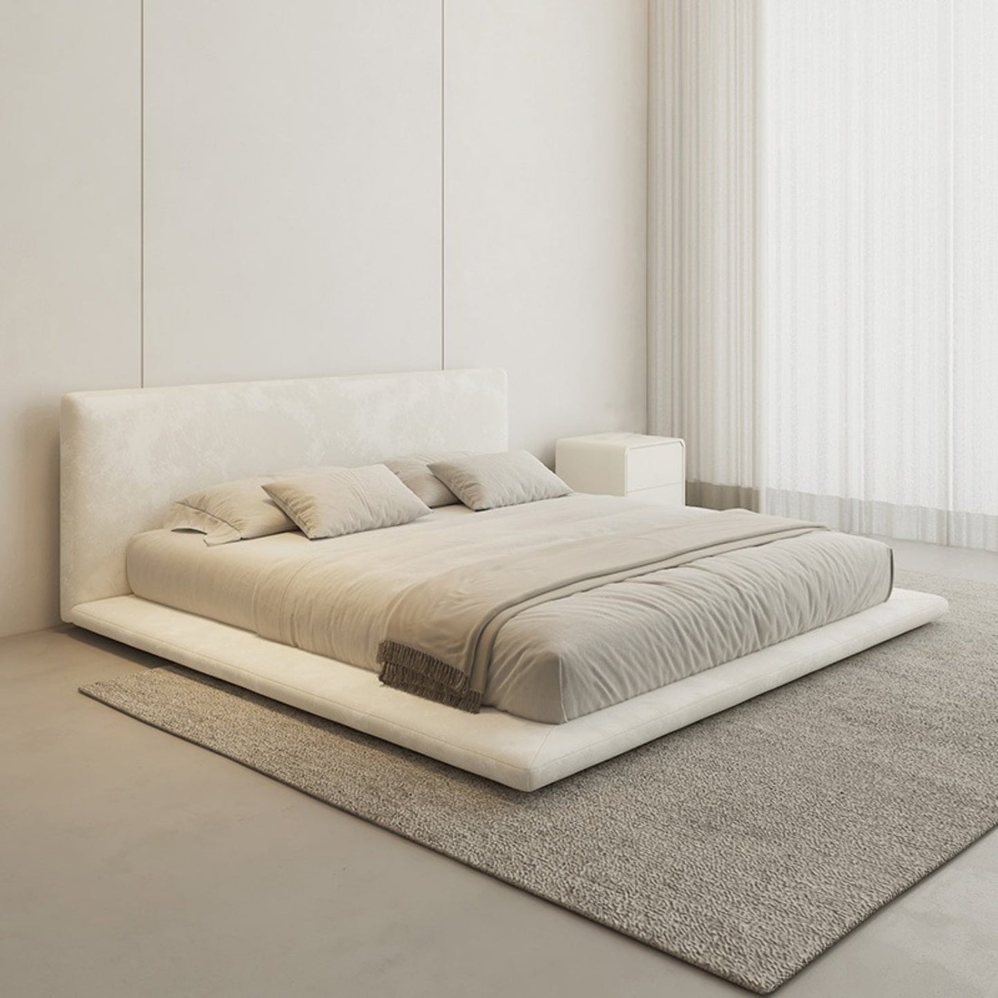 JOY HOME Linen Wood Beige Bed