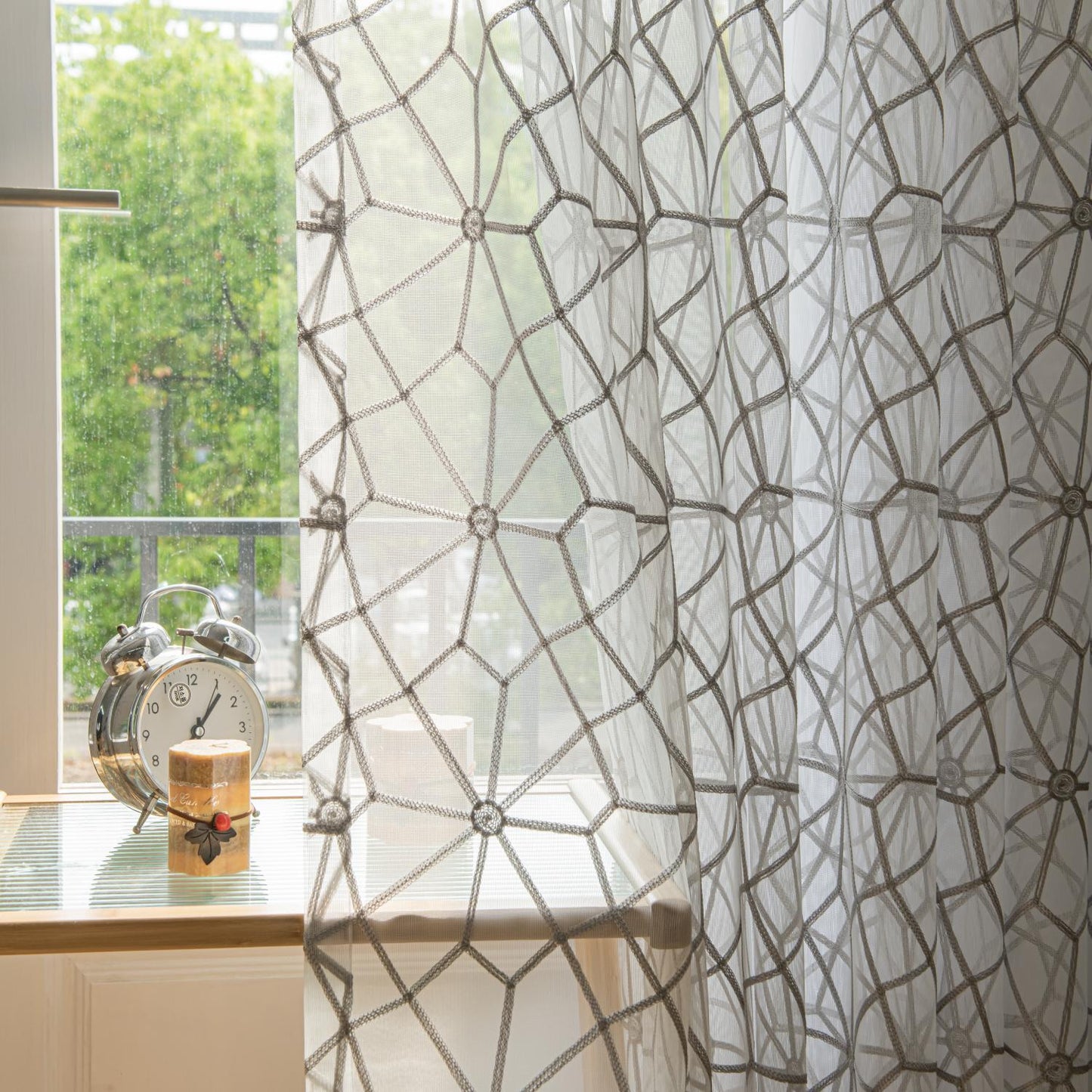 Minimalist Sheer Curtains 2 Panels | Grey & White Options